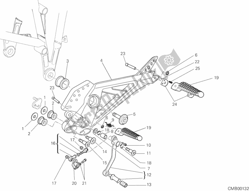 Alle onderdelen voor de Voetsteunen Links van de Ducati Multistrada 620 USA 2006